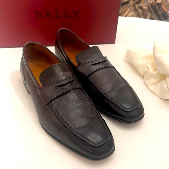 Bally Other - Mens BALLY Dark Grained Gray Slip on Loafer Shoes 9 1/2